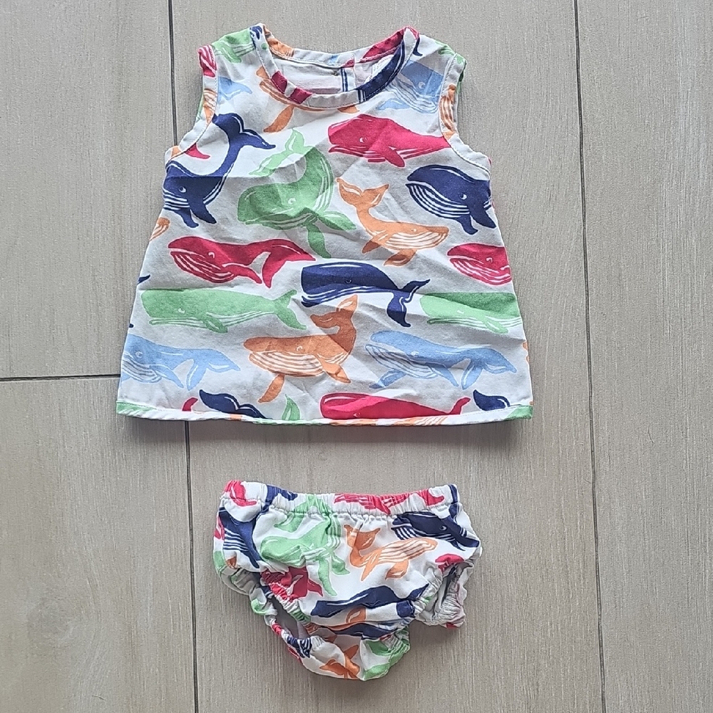 Classic Prep Colorful Whale Print Kids Outfit